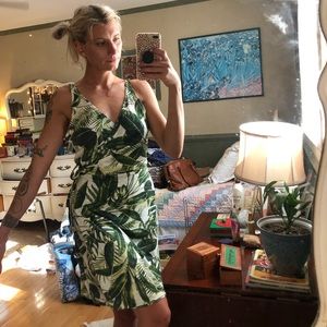 Jungle print wraparound cotton dress